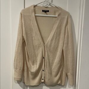 Banana Republic 100% Linen Cream V-Neck Cardigan